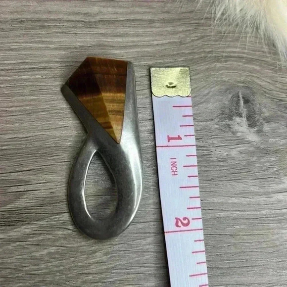 Vintage Sterling Silver 925 Tiger Eye Brooch Pin - Picture 4 of 4